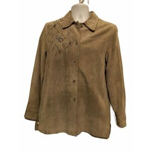 TERRY LEWIS Classic Luxuries Women's 100% Suede Leather Tan Jacket Coat Size S